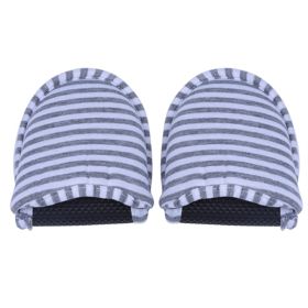Travel Portable Foldable Reusable Indoor Soft Cotton Anti slip Slippers (Man Blue Stripes)